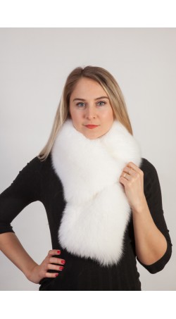 White fox fur scarf-collar